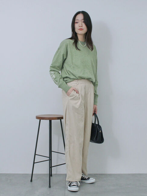 Samansa Mos2 blue「◎袖ロゴニットプルオーバー」|ニット・セーター|