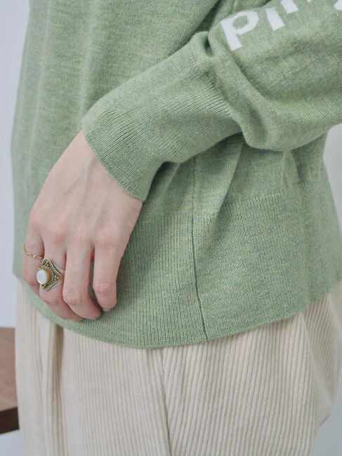 Samansa Mos2 blue「◎袖ロゴニットプルオーバー」|ニット・セーター|