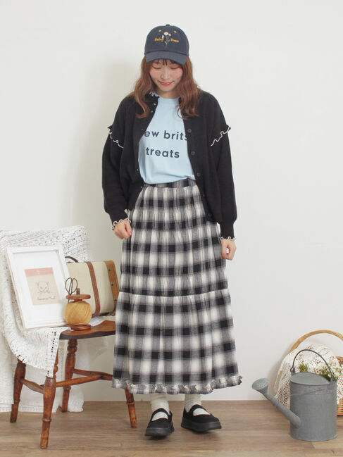 Samansa Mos2「配色メロー畦編みニットカーディガン」|カーディガン|