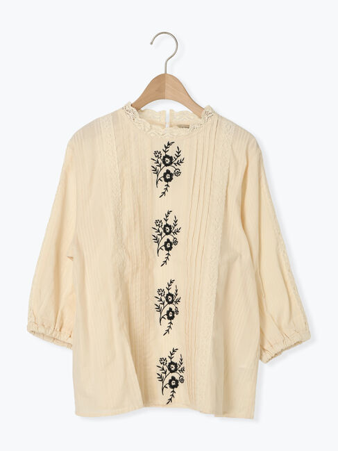 Samansa Mos2「フラワー柄刺繍レースブラウス」|シャツ・ブラウス|