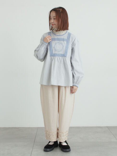 Samansa Mos2「胸元モチーフ刺繍レースブラウス」|シャツ・ブラウス|