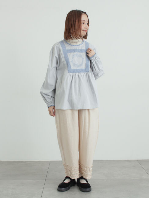 Samansa Mos2「胸元モチーフ刺繍レースブラウス」|シャツ・ブラウス|