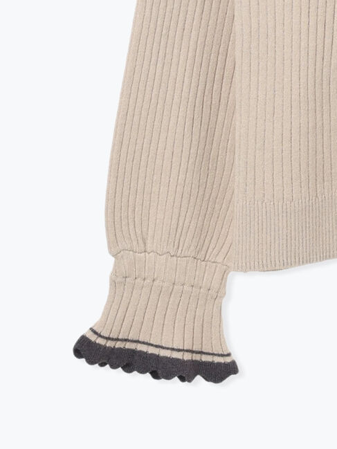 Samansa Mos2「袖口配色スカラップタートルニット」|ニット・セーター|