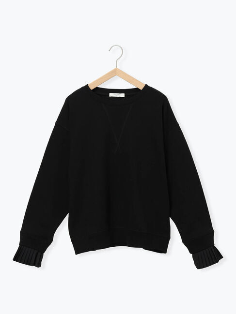 Samansa Mos2 blue「袖プリーツ裏起毛スウェット」|Tシャツ・カットソー|