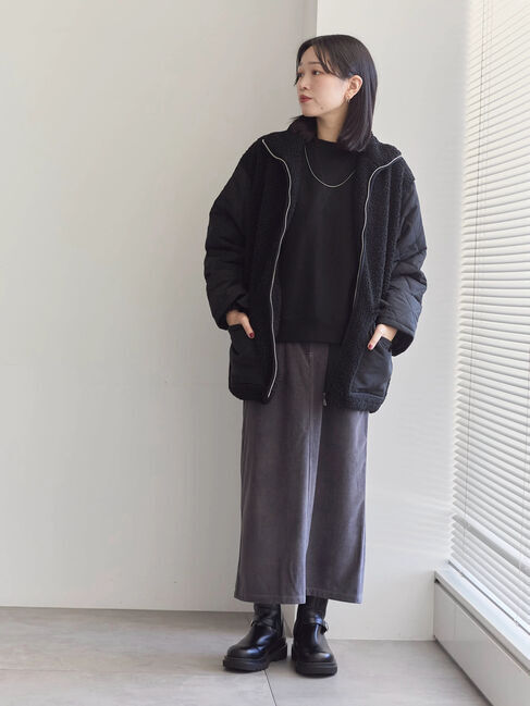 Samansa Mos2 blue「袖プリーツ裏起毛スウェット」|Tシャツ・カットソー|