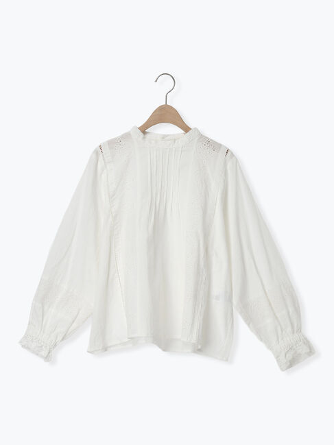 Samansa Mos2「スタンドカラーレースブラウス」|シャツ・ブラウス|オフホワイト