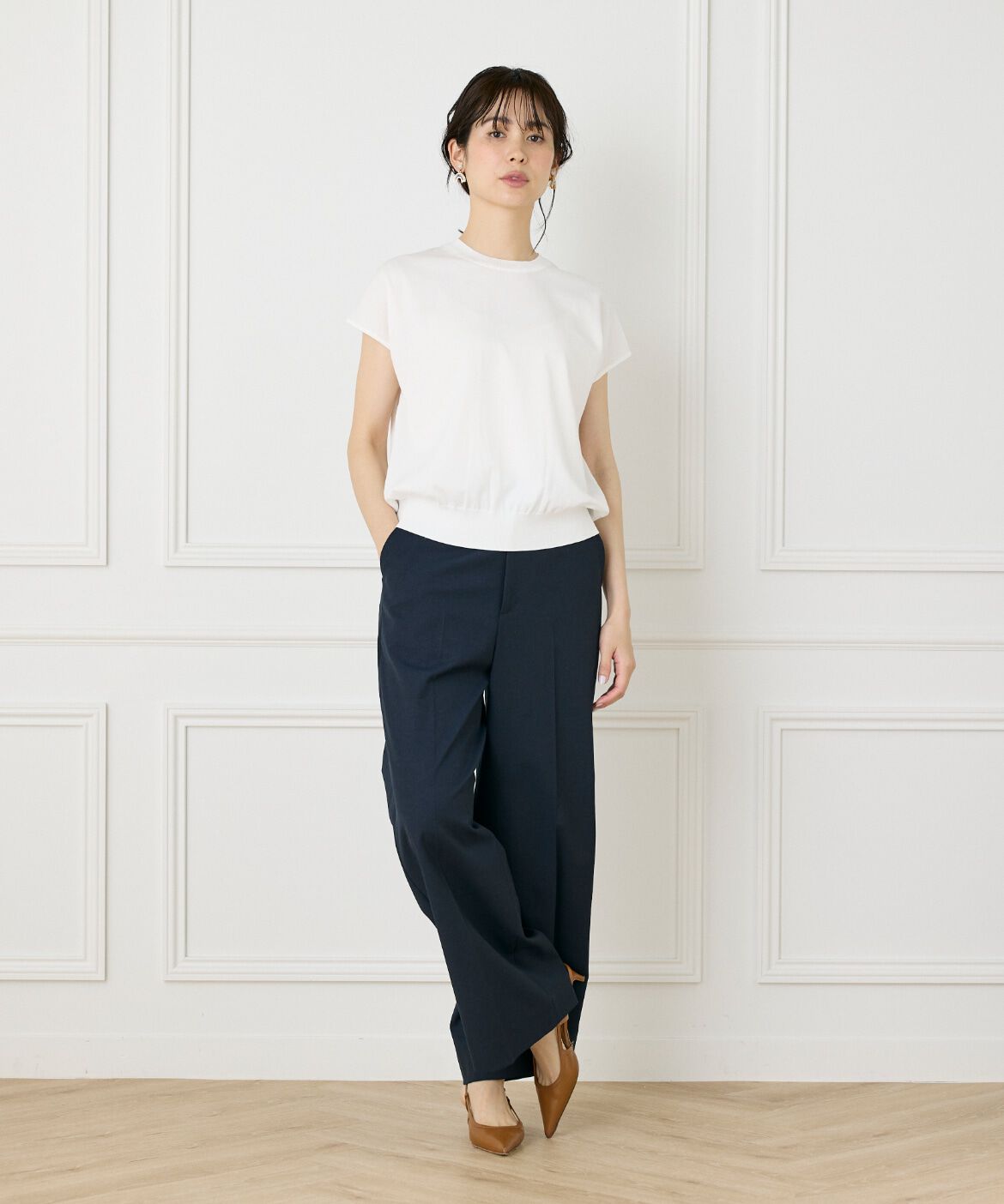 INED「フレンチスリーブニットプルオーバー」|ニット・セーター|