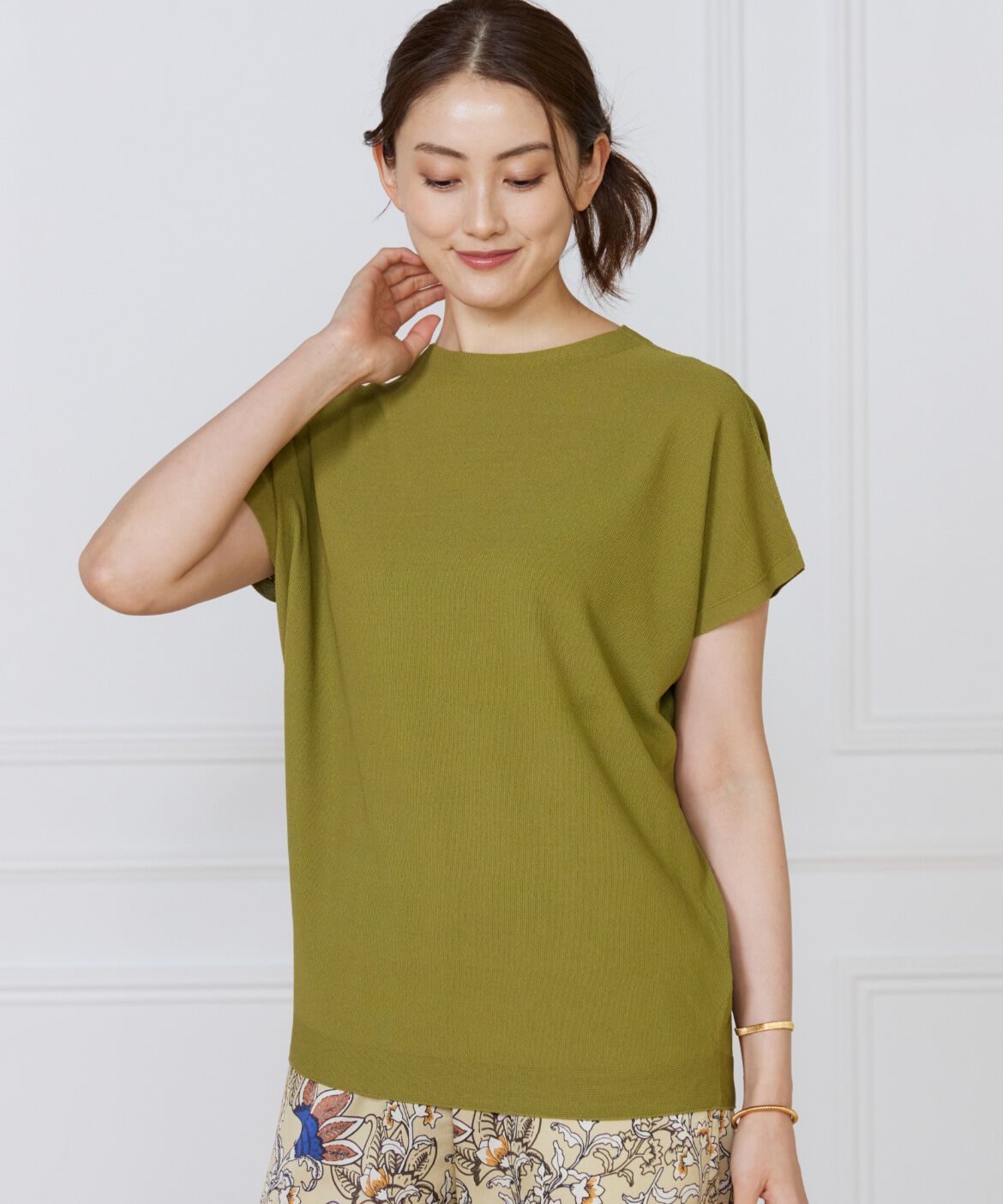 7-IDconcept.「ホールガーメントフレンチスリーブプルオーバー」|ニット・セーター|カラシ2