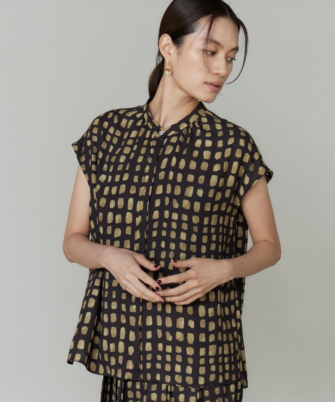 INED「デフォルメチェックプリントブラウス」|シャツ・ブラウス|