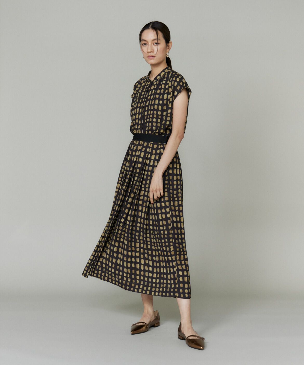 INED「《大きいサイズ》デフォルメチェックプリントブラウス」|シャツ・ブラウス|