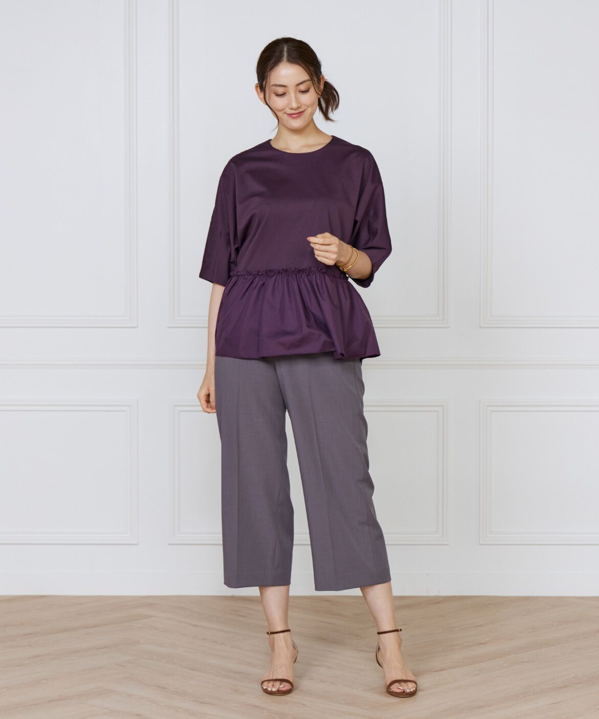 Le Souk「《大きいサイズ》異素材フリルカットプルオーバー」|Tシャツ・カットソー|