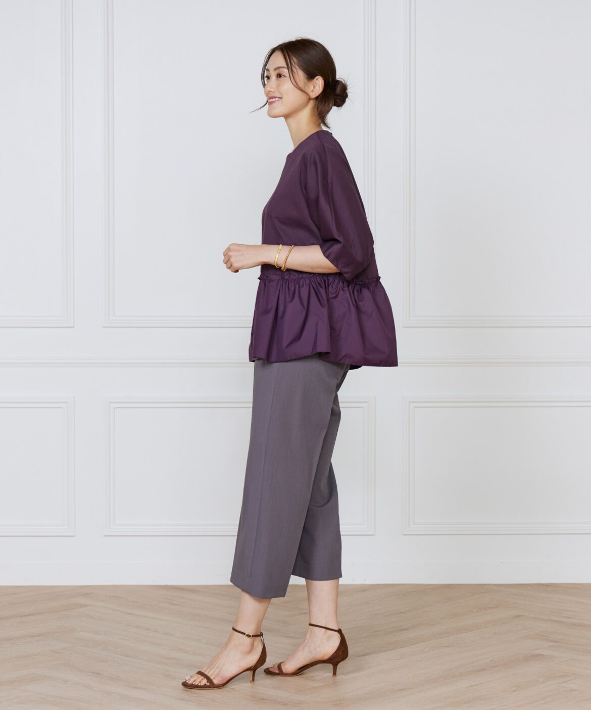 Le Souk「《大きいサイズ》異素材フリルカットプルオーバー」|Tシャツ・カットソー|