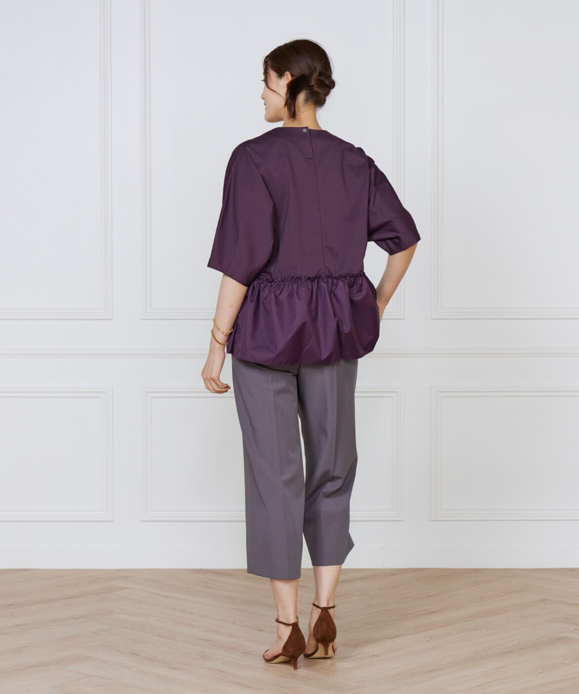 Le Souk「《大きいサイズ》異素材フリルカットプルオーバー」|Tシャツ・カットソー|