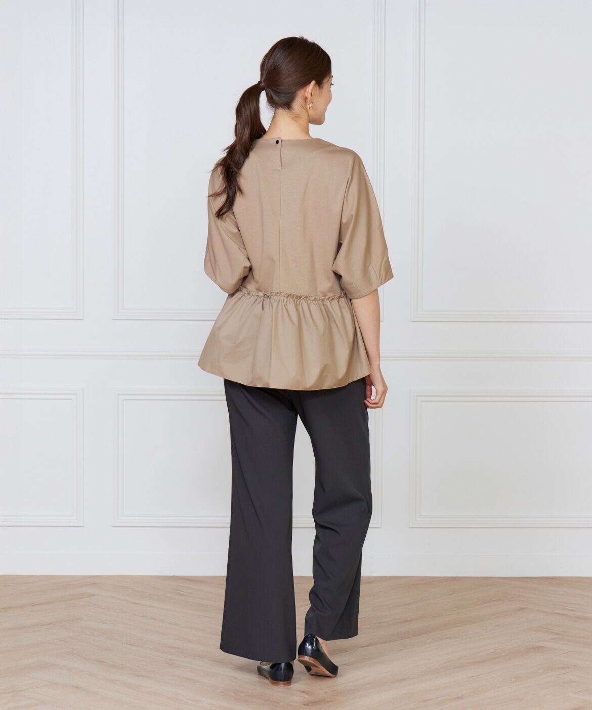 Le Souk「《大きいサイズ》異素材フリルカットプルオーバー」|Tシャツ・カットソー|