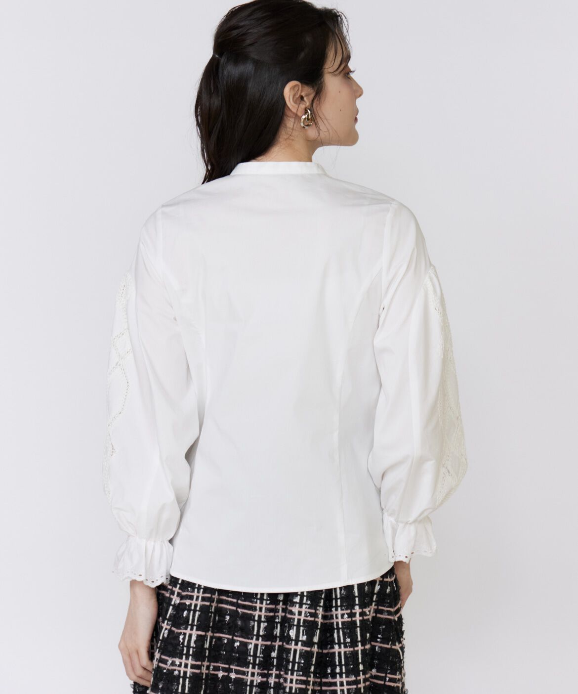 Maglie le cassetto「《大きいサイズ》刺繍レースドッキングブラウス」|シャツ・ブラウス|
