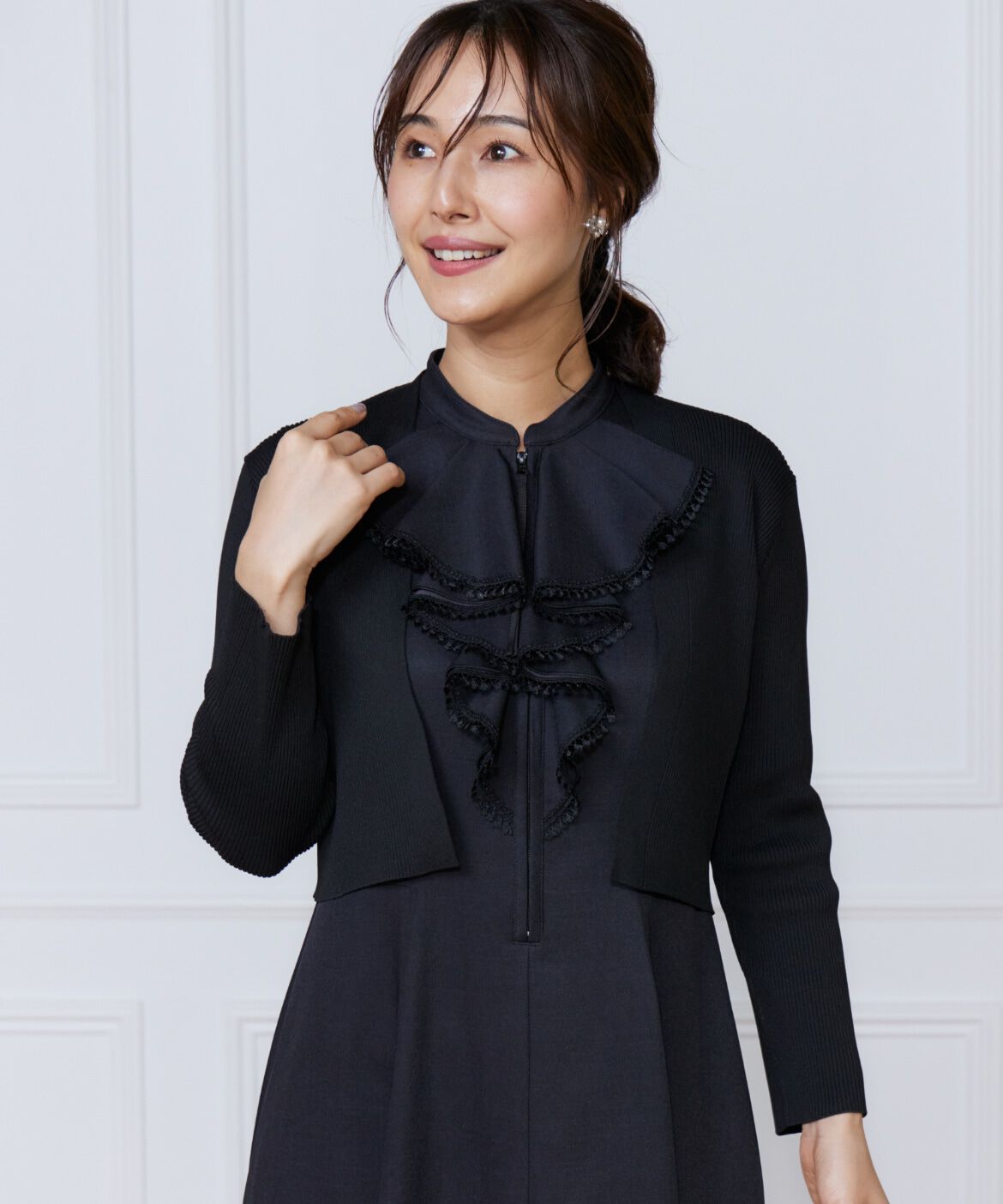 ef-de Black「リブショート丈ボレロ」|ニット・セーター|ブラック
