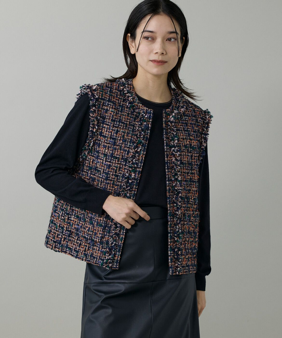 INED「《大きいサイズ》ツイードジレ《TOURNIER/トゥルニエ》」|その他|