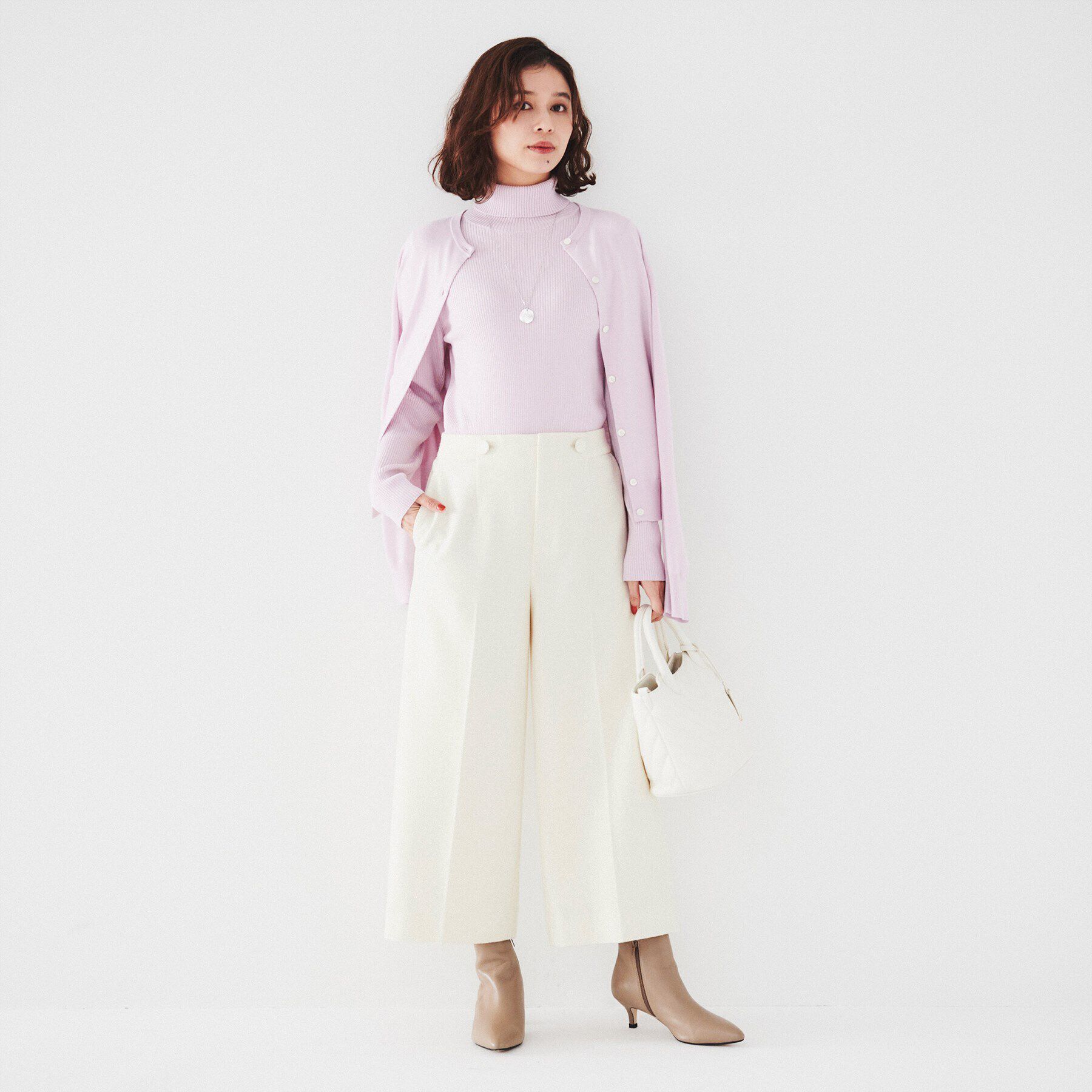 UNTITLED「【後ろウエストゴム/センタープレス】ウールミルドスムース ワイドパンツ」|その他|