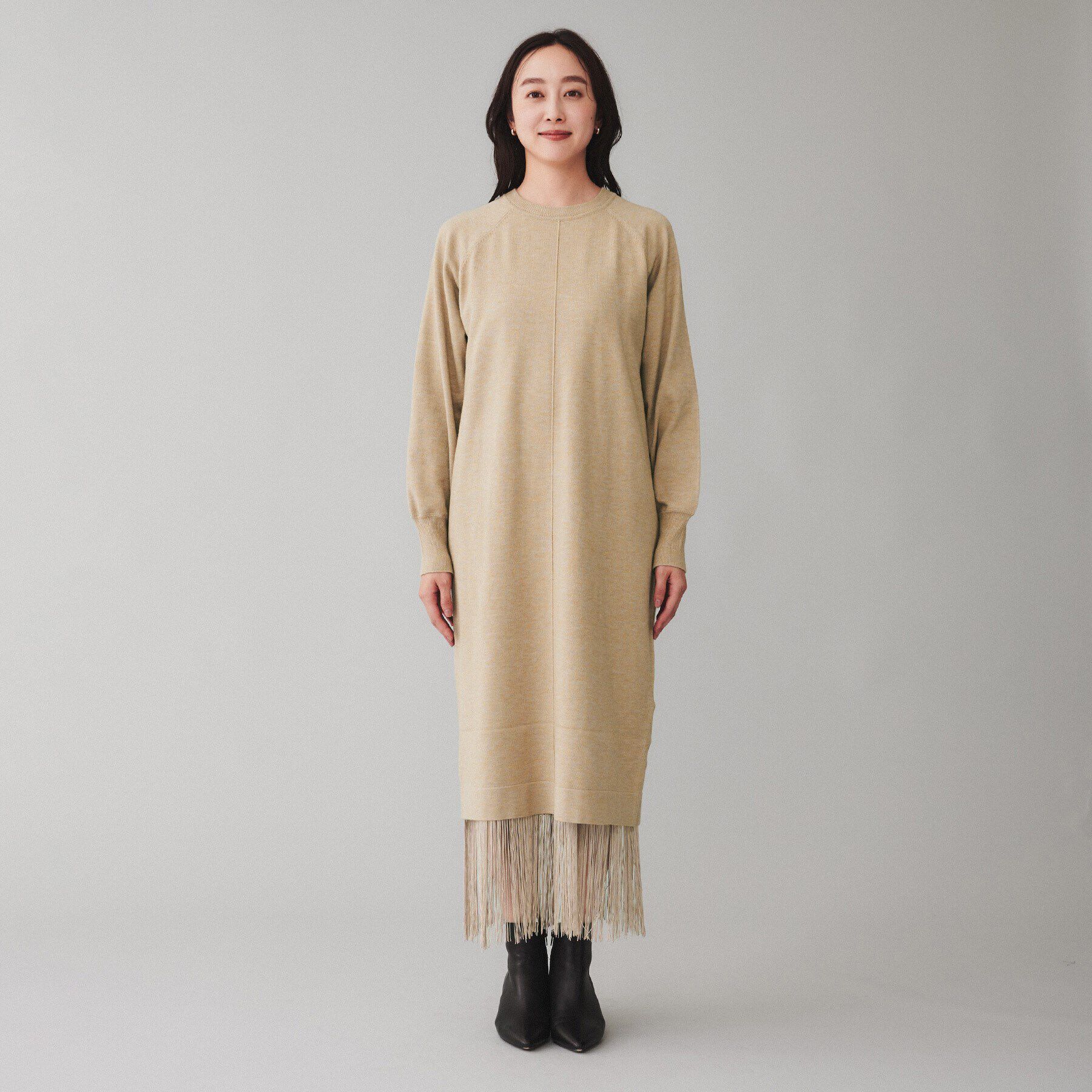 UNTITLED「【TORRAZZO DONNA】ニット&times;フリンジレイヤードワンピース」|ワンピース|