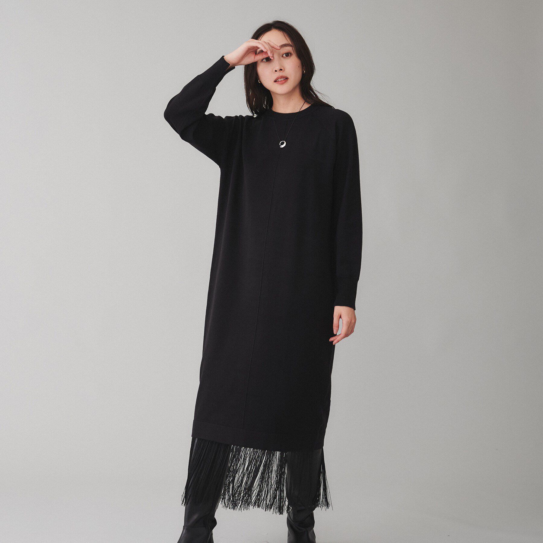 UNTITLED「【TORRAZZO DONNA】ニット&times;フリンジレイヤードワンピース」|ワンピース|