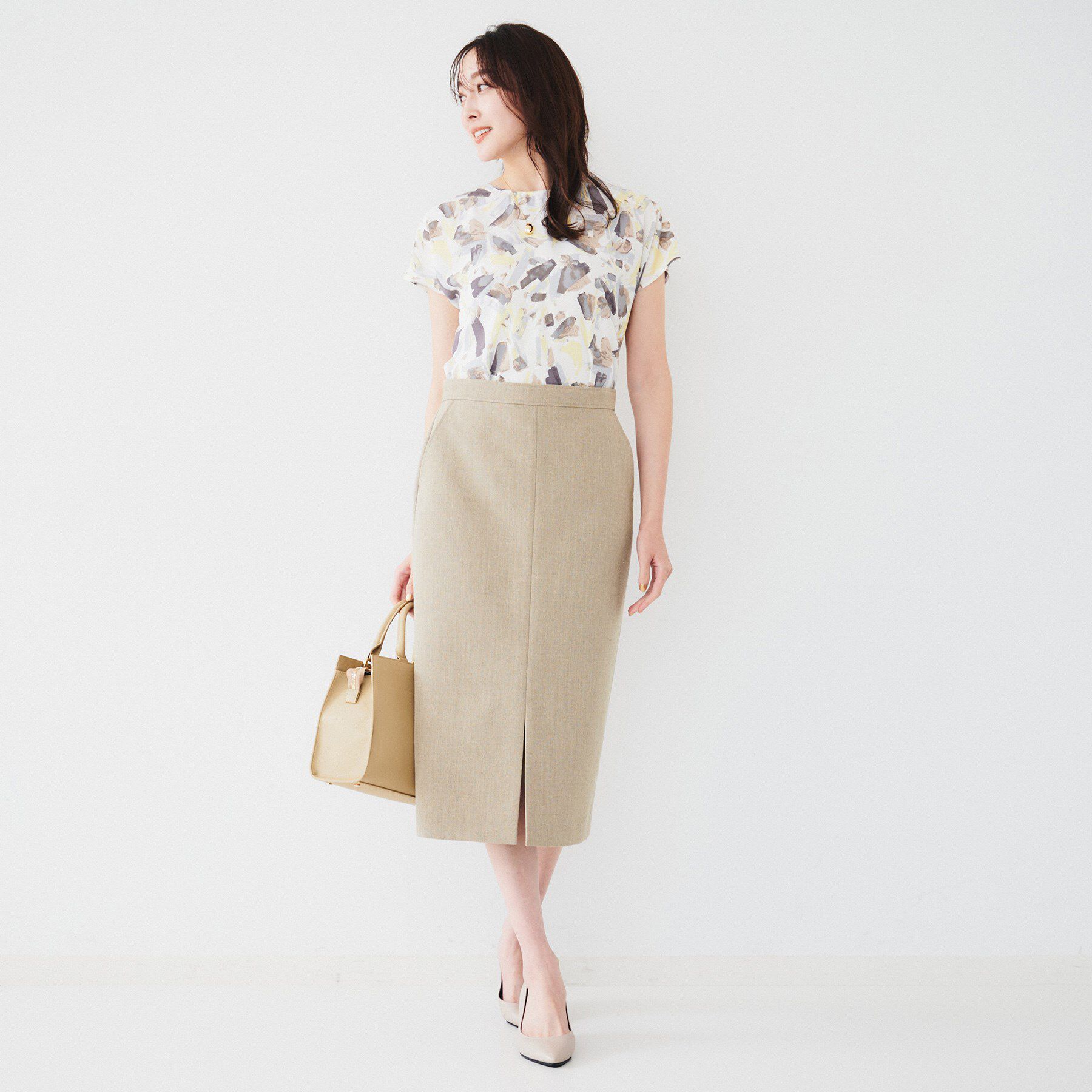 UNTITLED「【セットアップ可能】リネンライクキャンバス ペンシルスカート」|スカート|