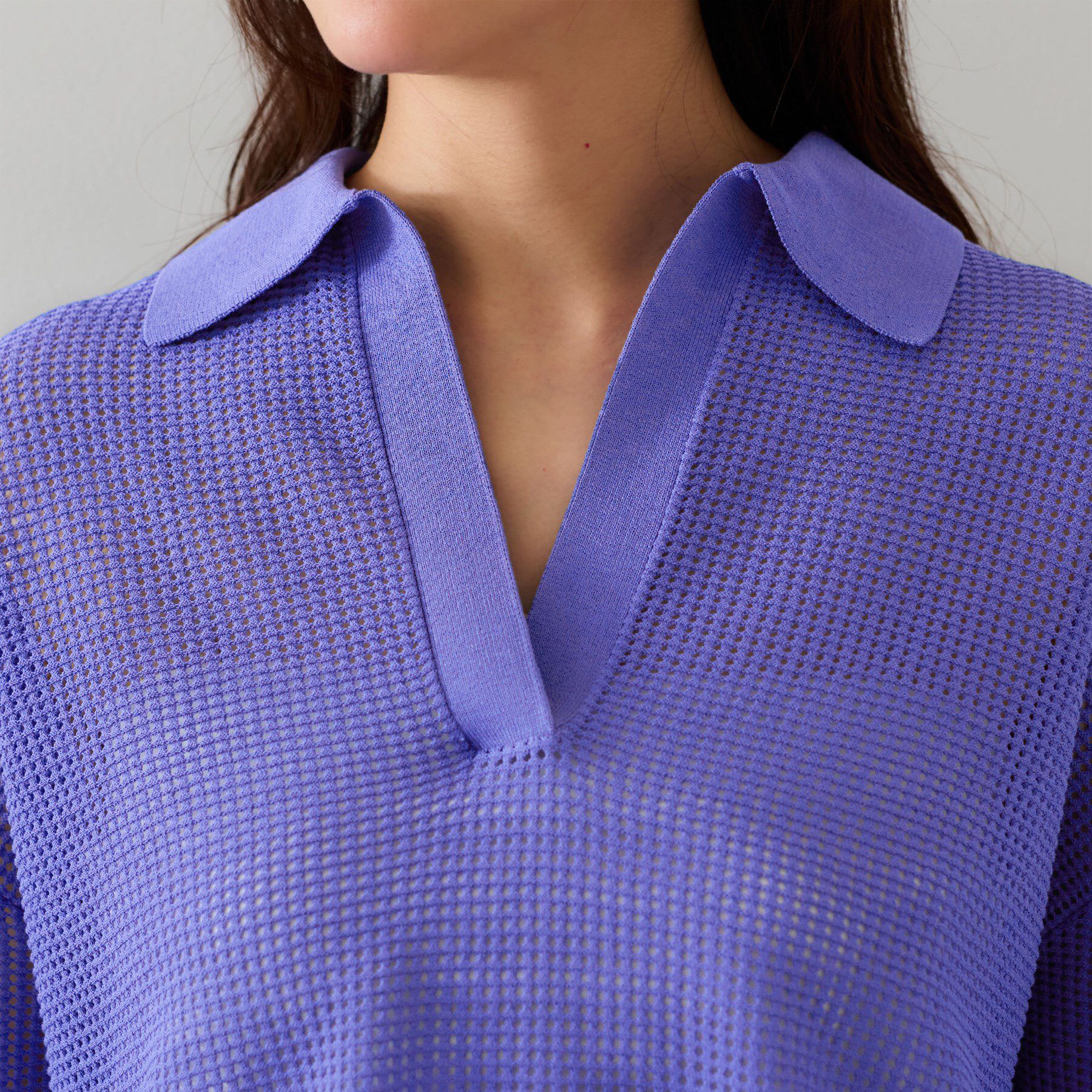 UNTITLED「【七分袖/春夏素材】メッシュ衿付きニット」|ニット・セーター|