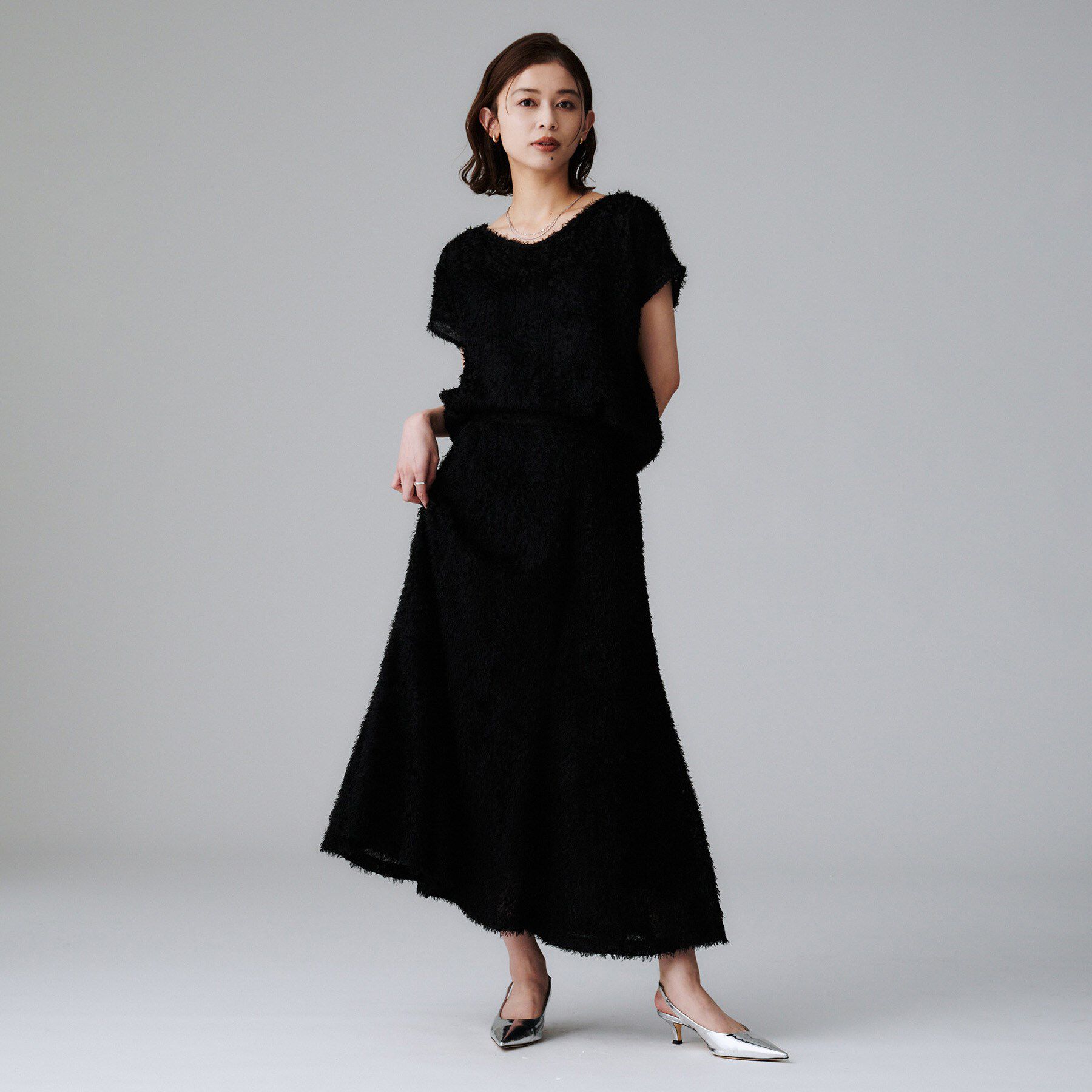 UNTITLED「【セットアップ可/洗える】フェザーフレンチスリーブブラウス」|シャツ・ブラウス|