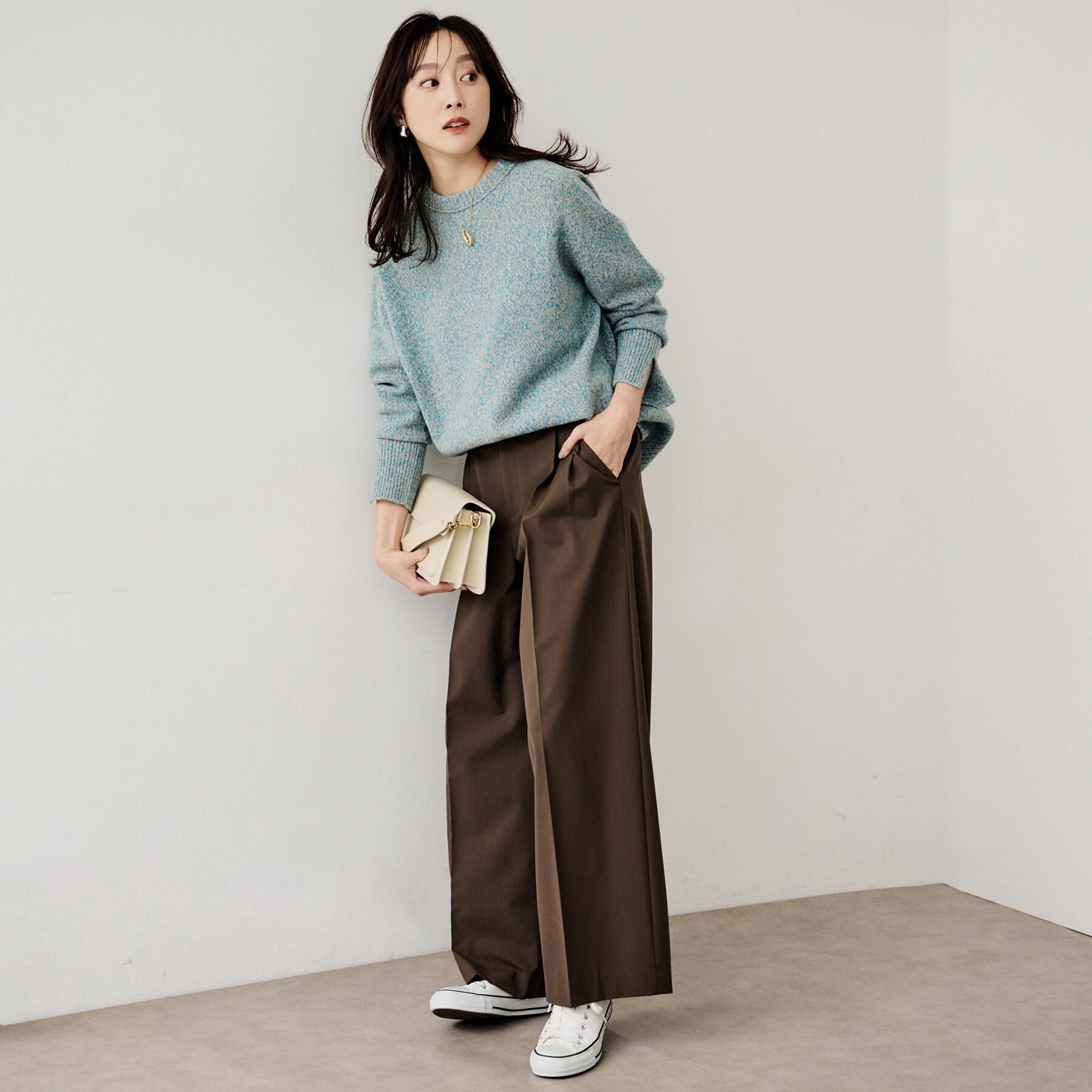 UNTITLED「【洗える/ウエスト後ろゴム】ウール混　タックワイドパンツ」|その他|