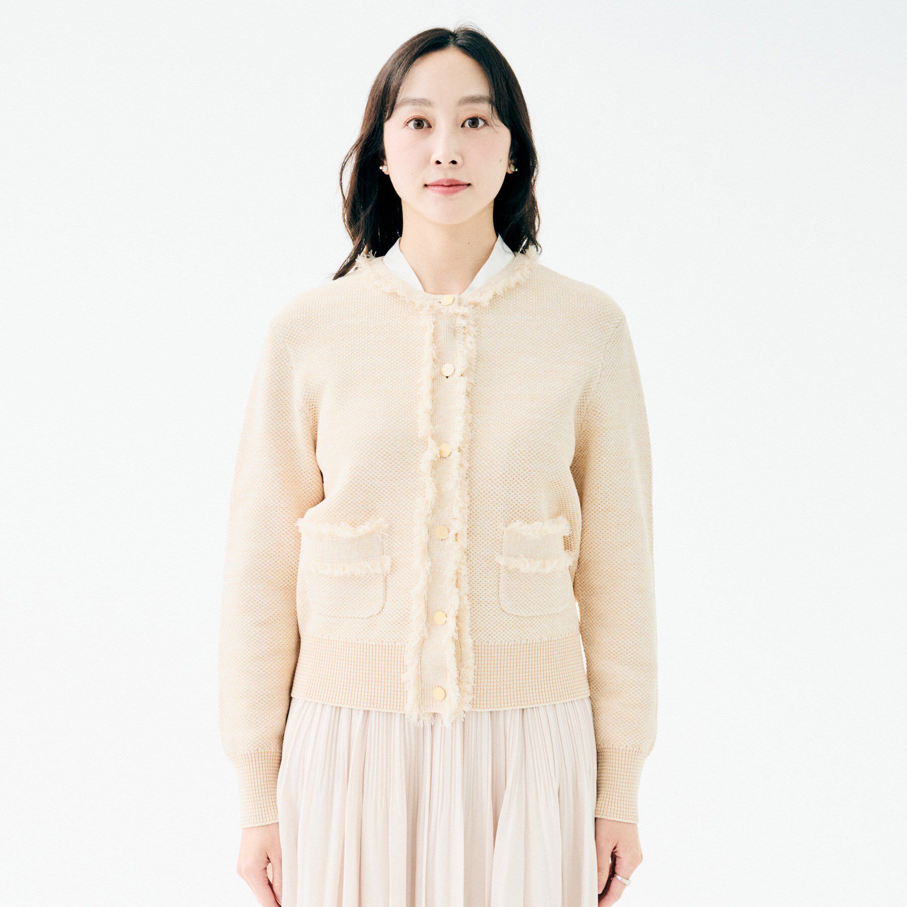 UNTITLED「【洗える/ジャケット風】ツイードニットカーディガン」|カーディガン|