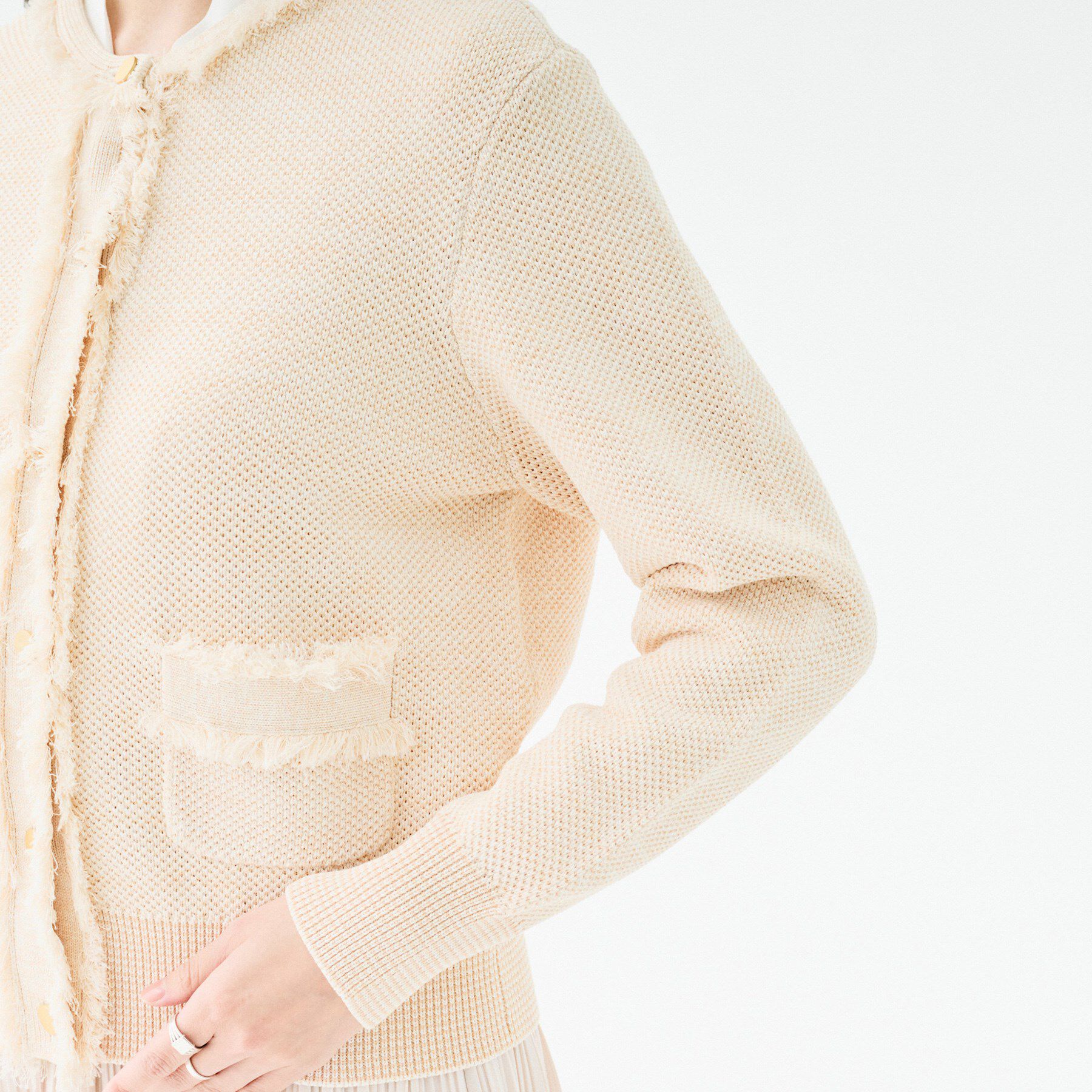 UNTITLED「【洗える/ジャケット風】ツイードニットカーディガン」|カーディガン|