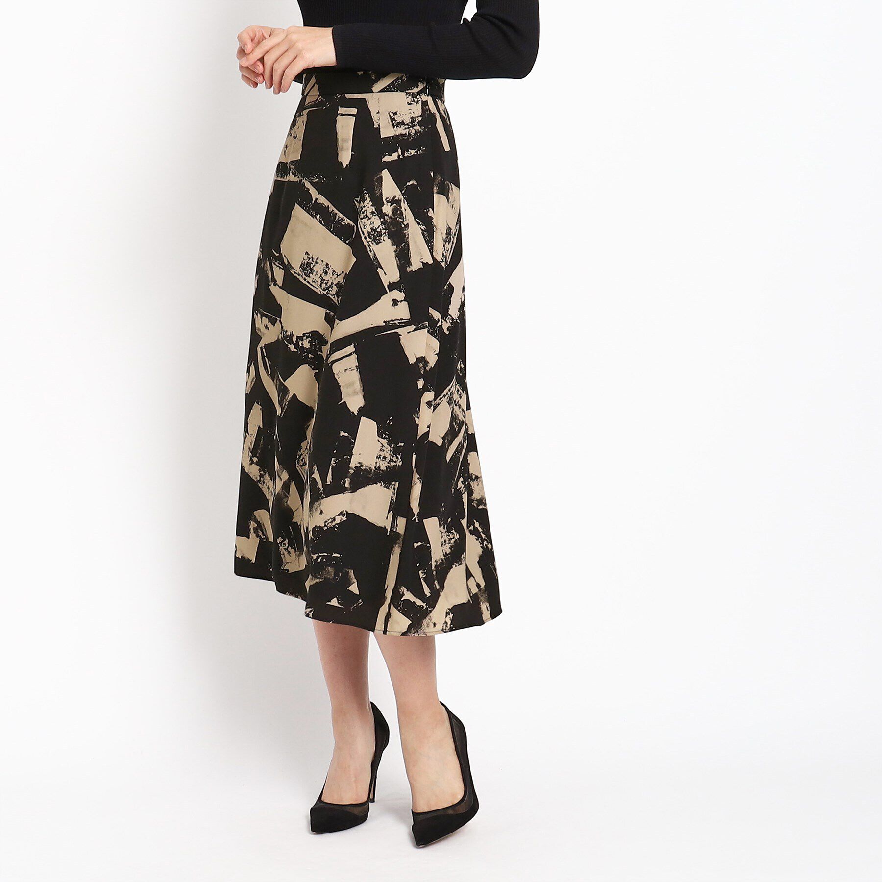 COUP DE CHANCE「【洗える／ウエストゴム入り】幾何柄フレアスカート」|スカート|