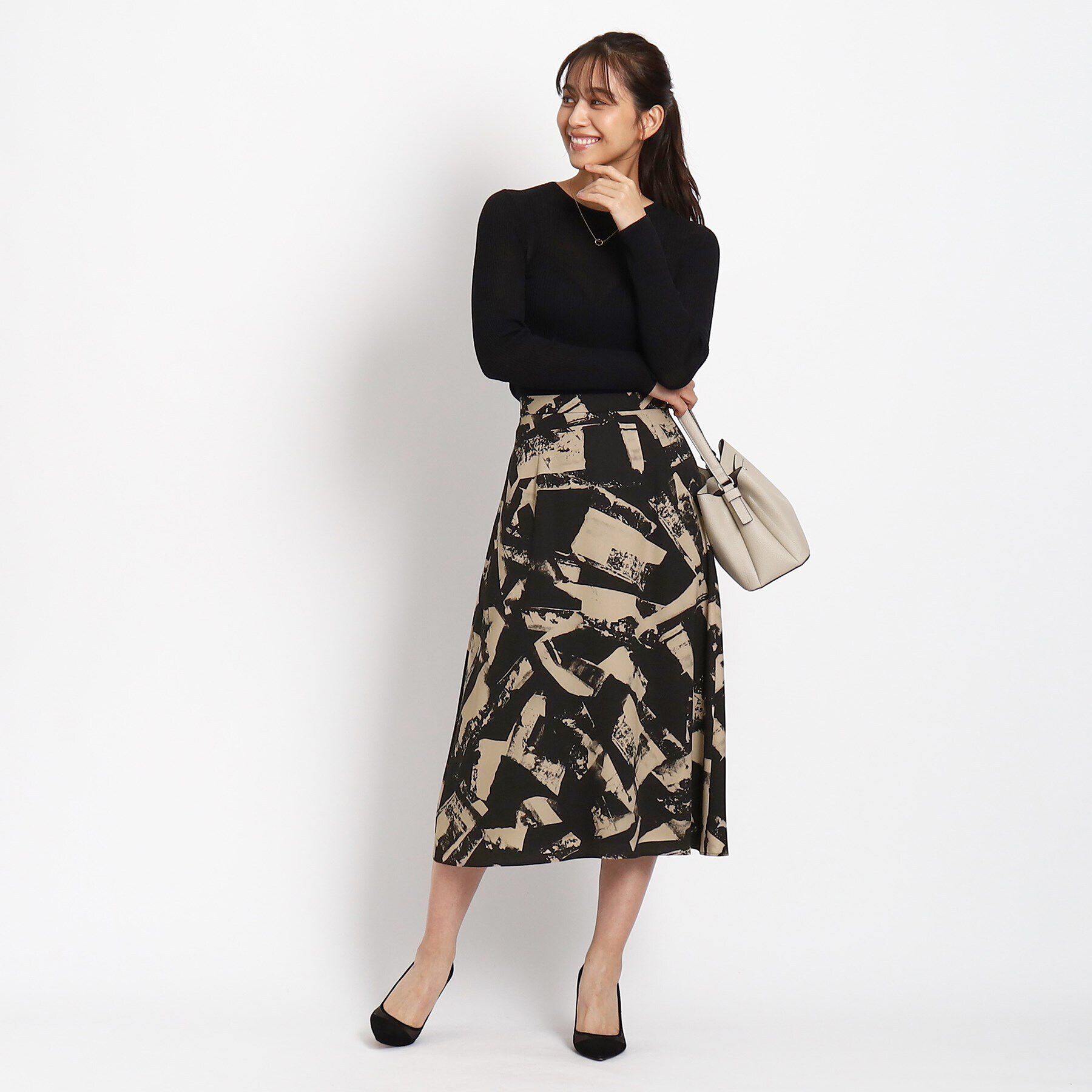 COUP DE CHANCE「【洗える／ウエストゴム入り】幾何柄フレアスカート」|スカート|