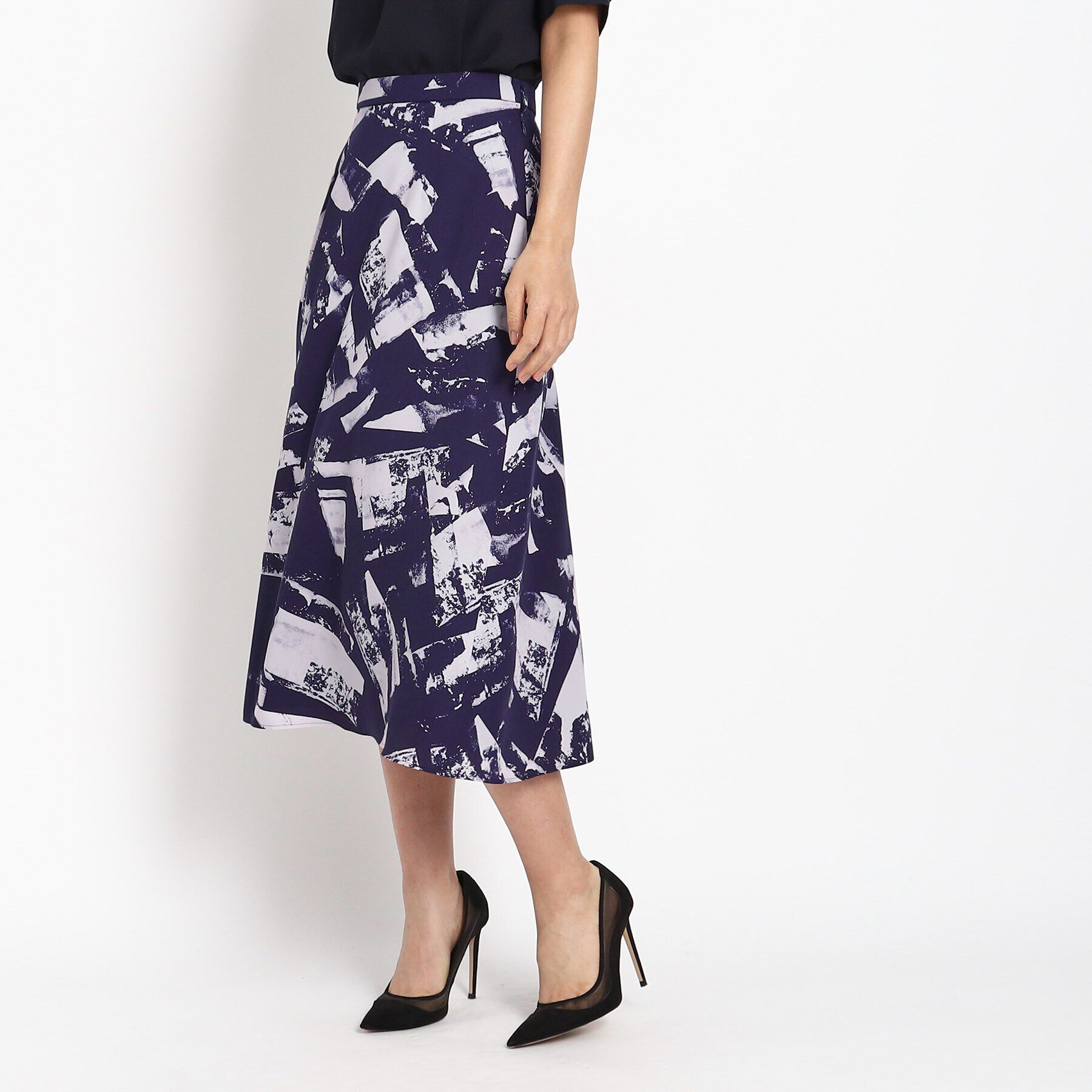 COUP DE CHANCE「【洗える／ウエストゴム入り】幾何柄フレアスカート」|スカート|