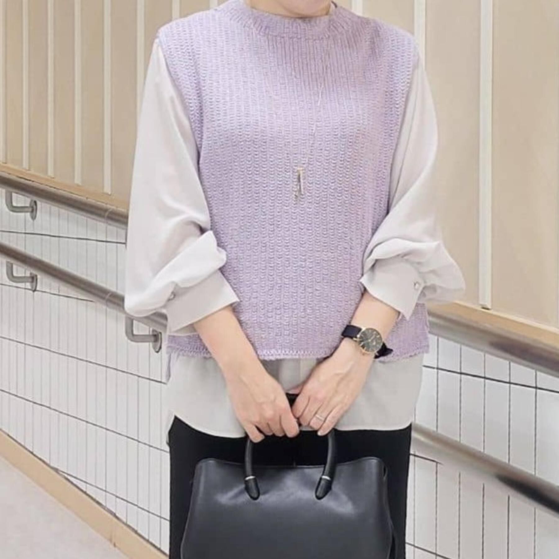 COUP DE CHANCE「【洗える／日本製／ラメ混】ニットベスト」|ニット・セーター|ラベンダー(080)