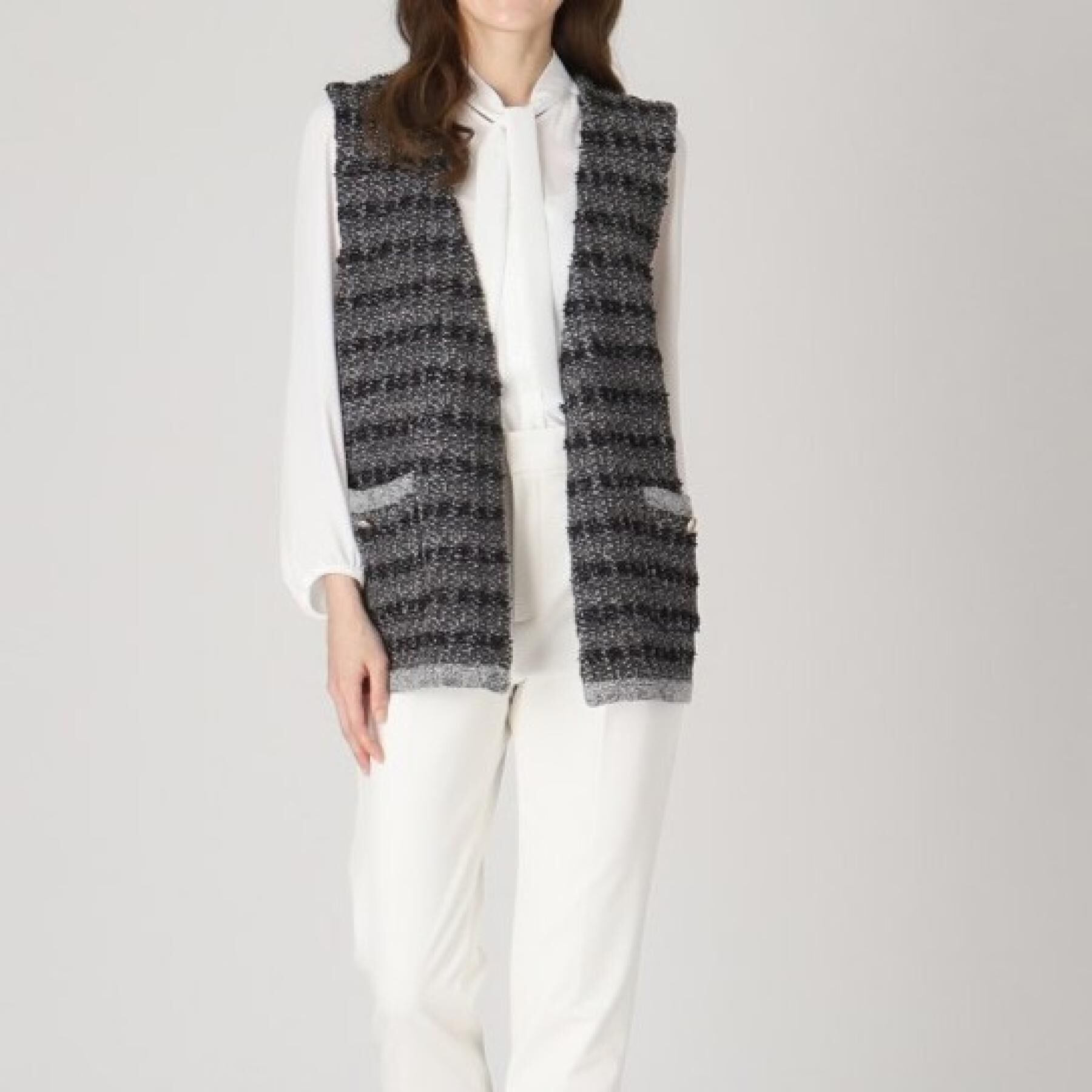 COUP DE CHANCE「【洗える】ツイード柄ニットジレ」|ベスト・ジレ|