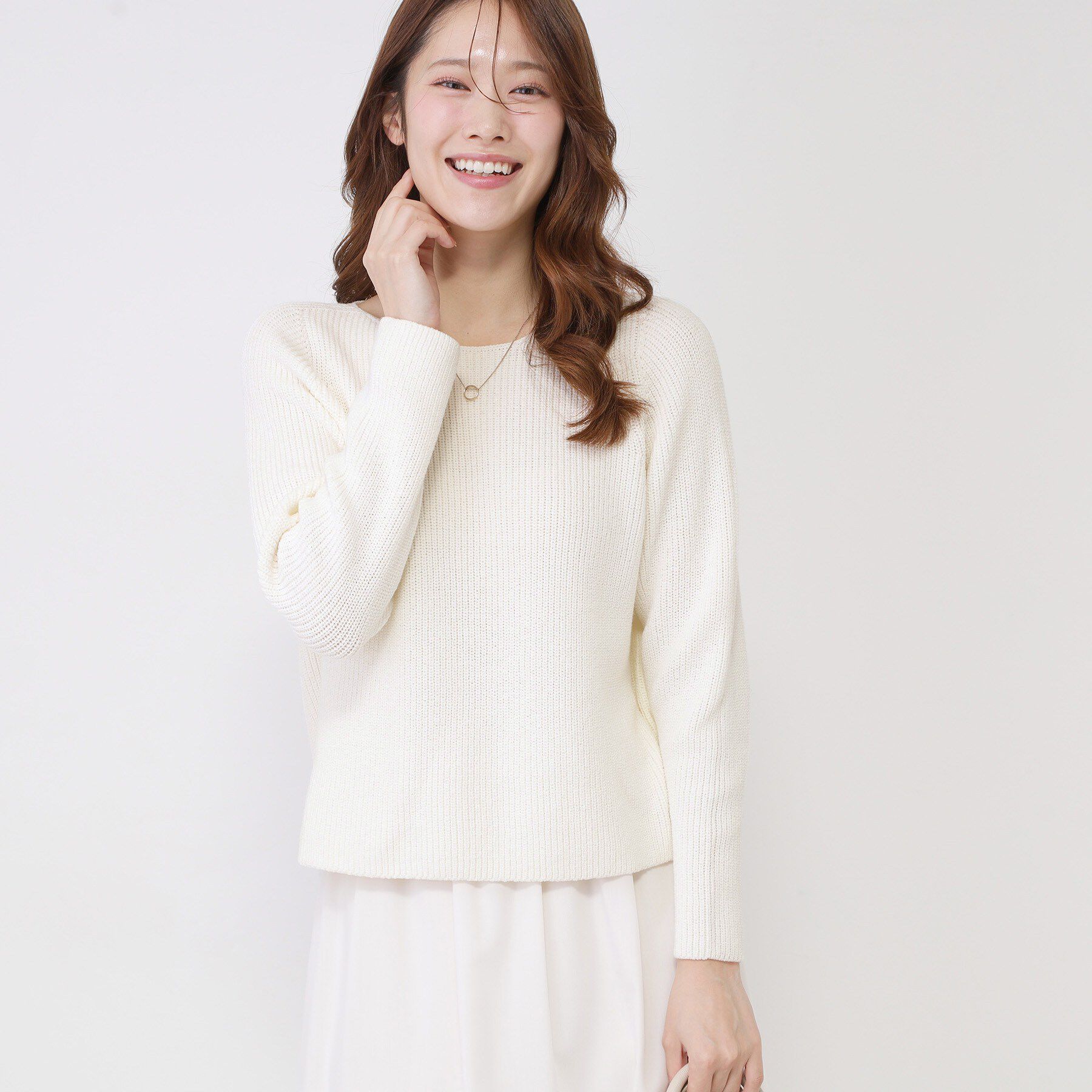 COUP DE CHANCE「【手洗い可／日本製】ミドルゲージ軽やかニットトップス」|ニット・セーター|オフホワイト(003
