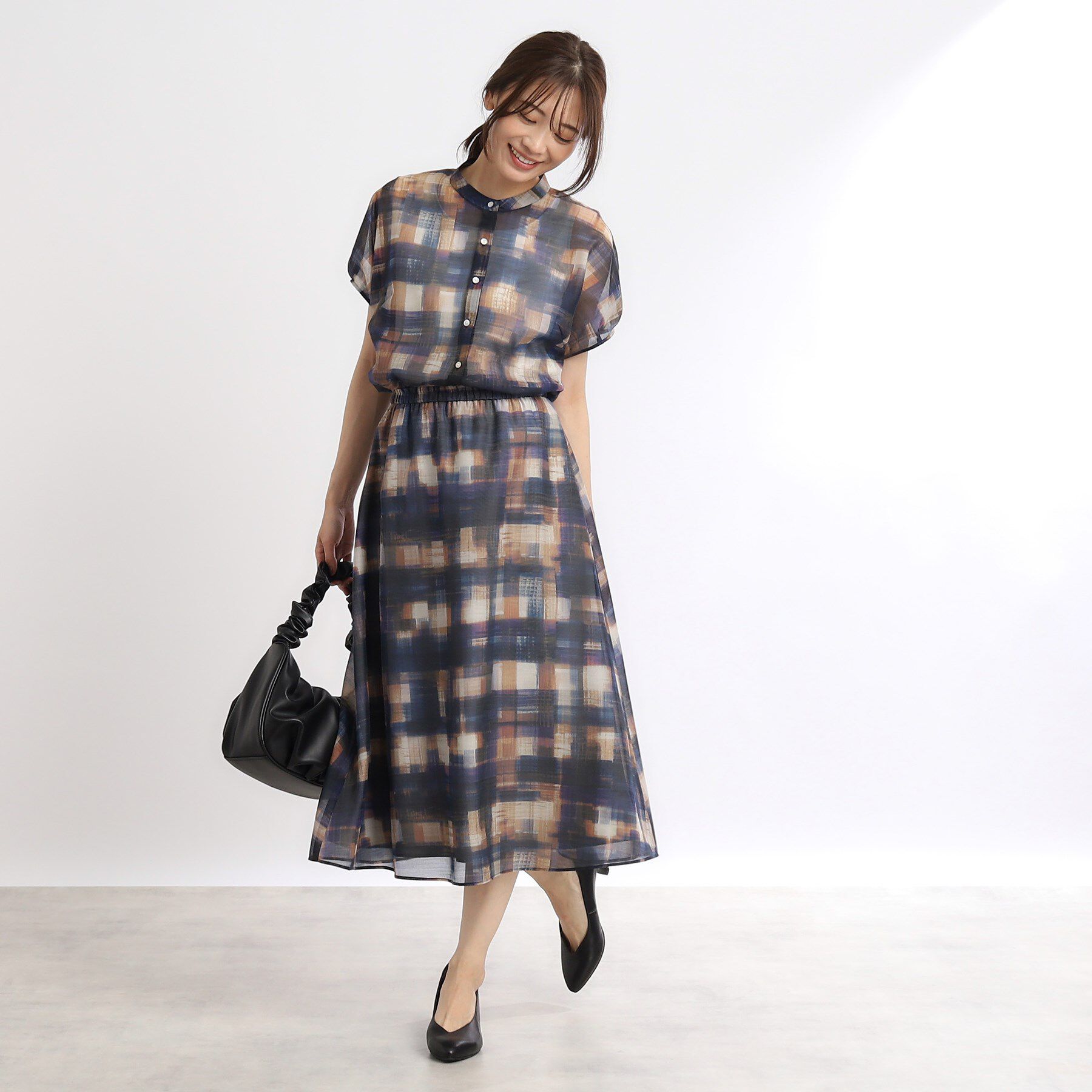 Reflect「【マシンウォッシュ可／ウエスト総ゴム／セットアップ可能】シアーチェックスカート」|スカート|