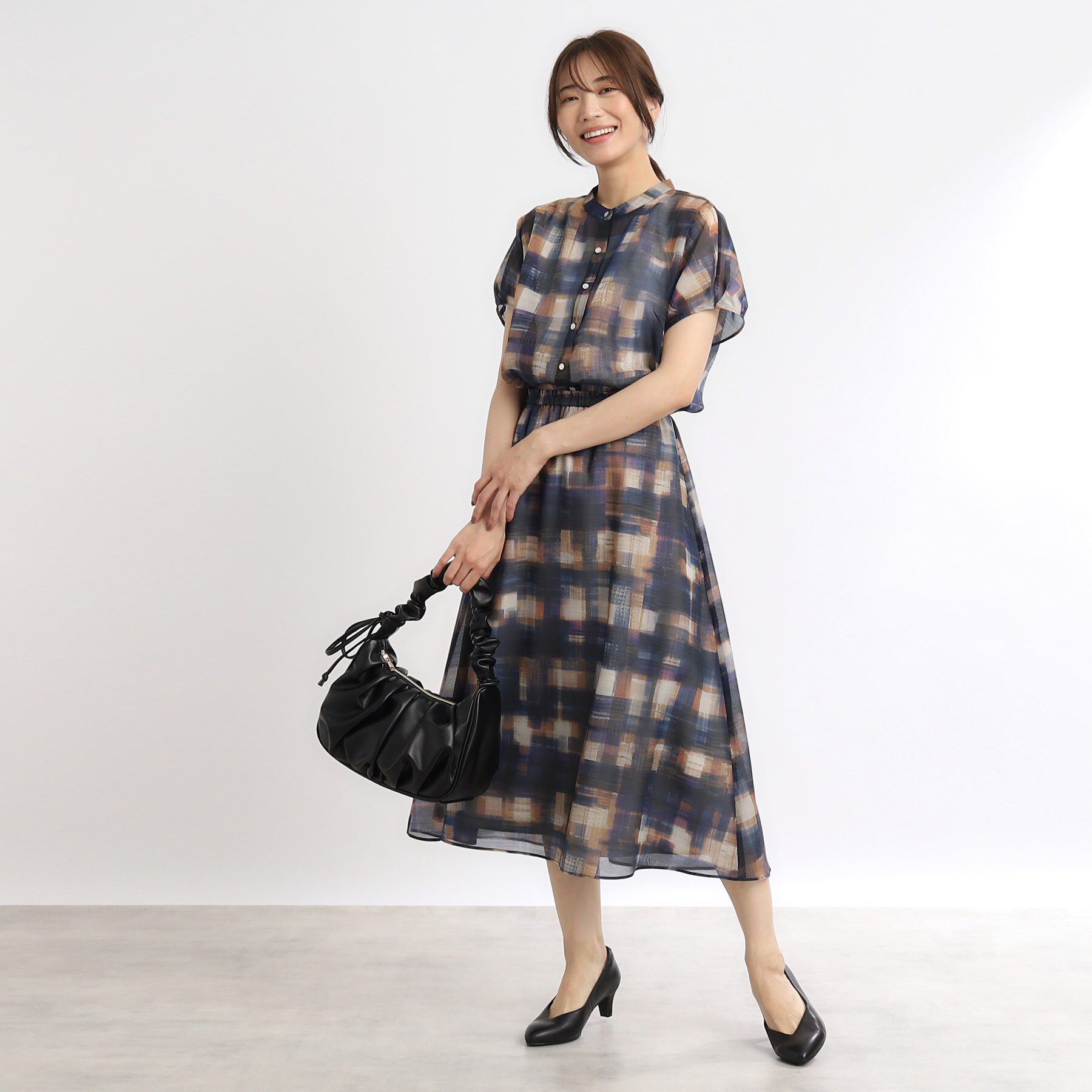 Reflect「【マシンウォッシュ可／ウエスト総ゴム／セットアップ可能】シアーチェックスカート」|スカート|