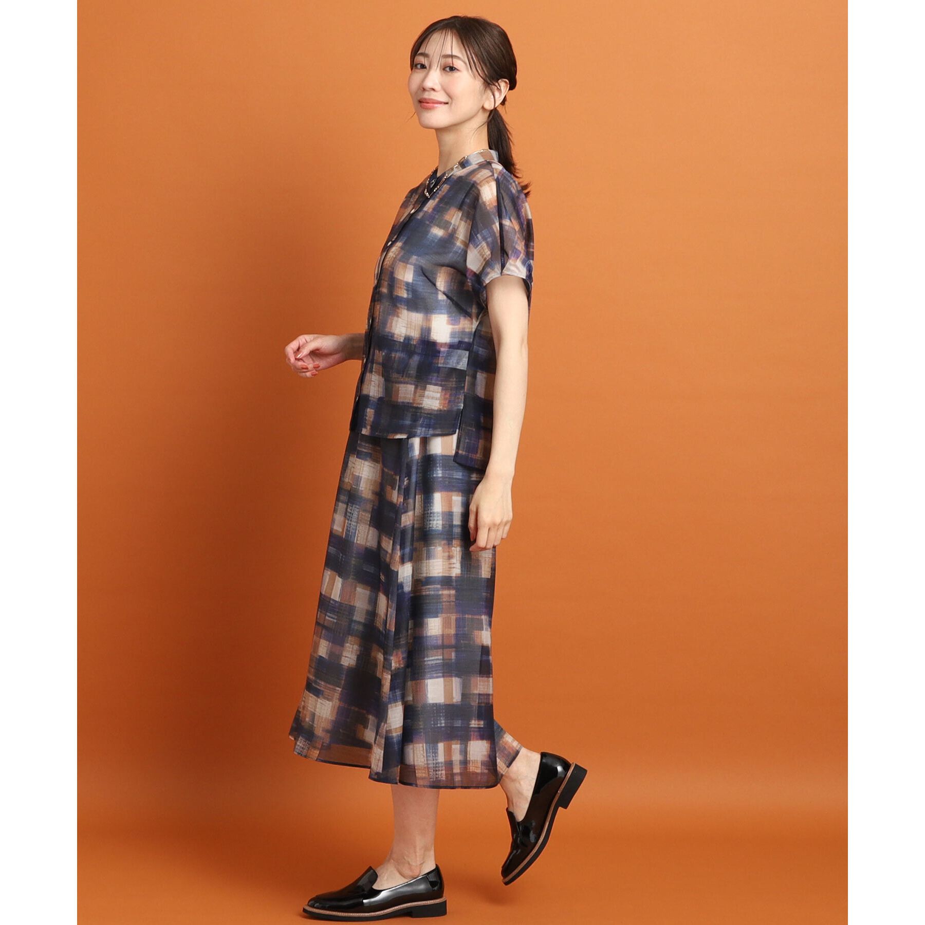 Reflect「【マシンウォッシュ可／ウエスト総ゴム／セットアップ可能】シアーチェックスカート」|スカート|