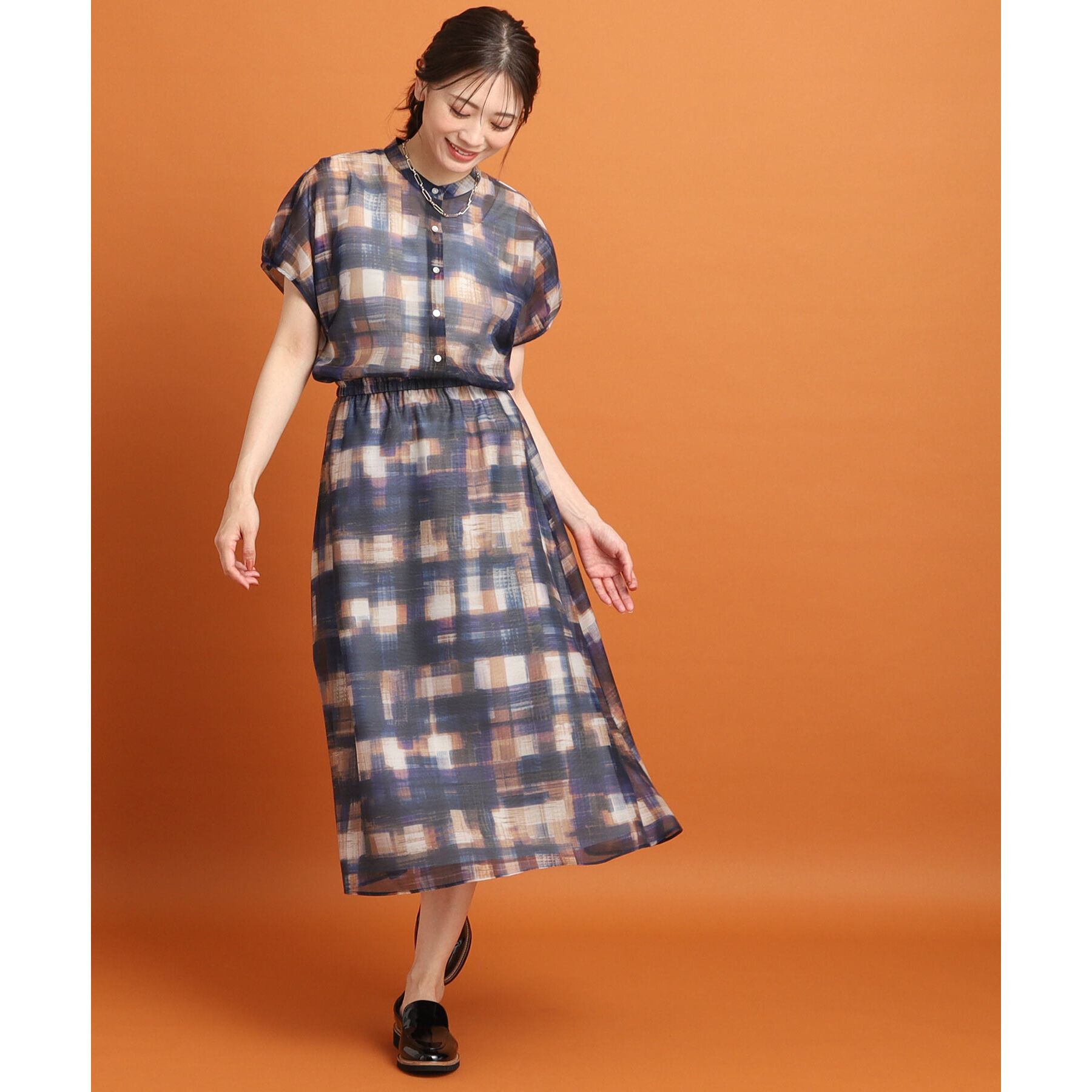 Reflect「【マシンウォッシュ可／ウエスト総ゴム／セットアップ可能】シアーチェックスカート」|スカート|