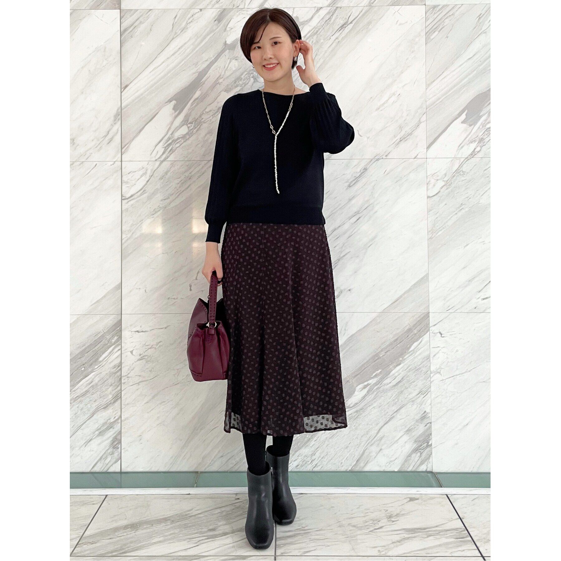 Reflect「【手洗い可】シアードットフレアスカート」|スカート|