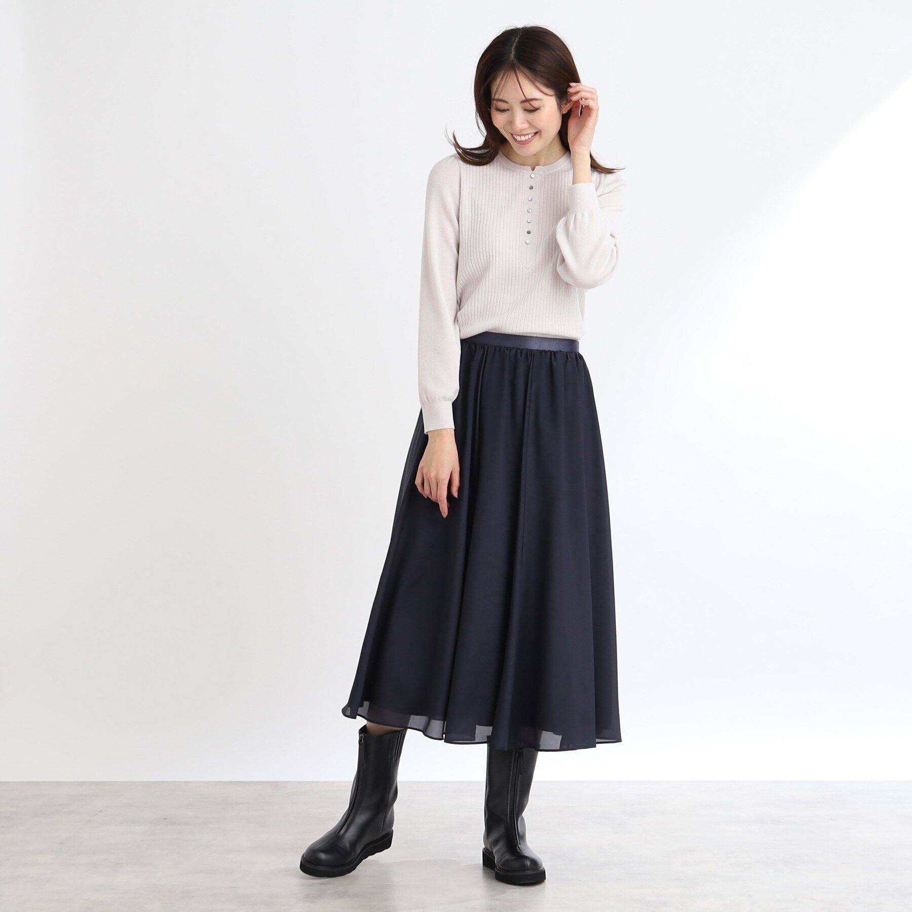 Reflect「【手洗い可／すっきり見え】ボリュームスリーブニット」|ニット・セーター|