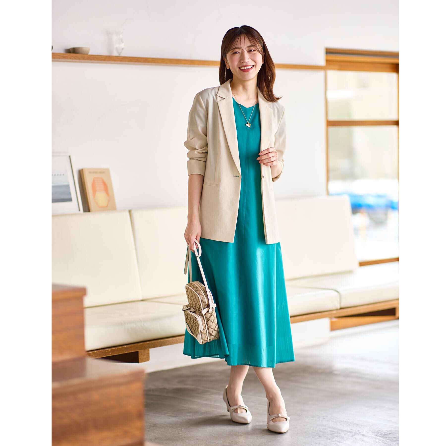 Reflect「【夏SALE／一枚で決まる◎／手洗い可】シアーストライプソフトAラインワンピース」|ワンピース|