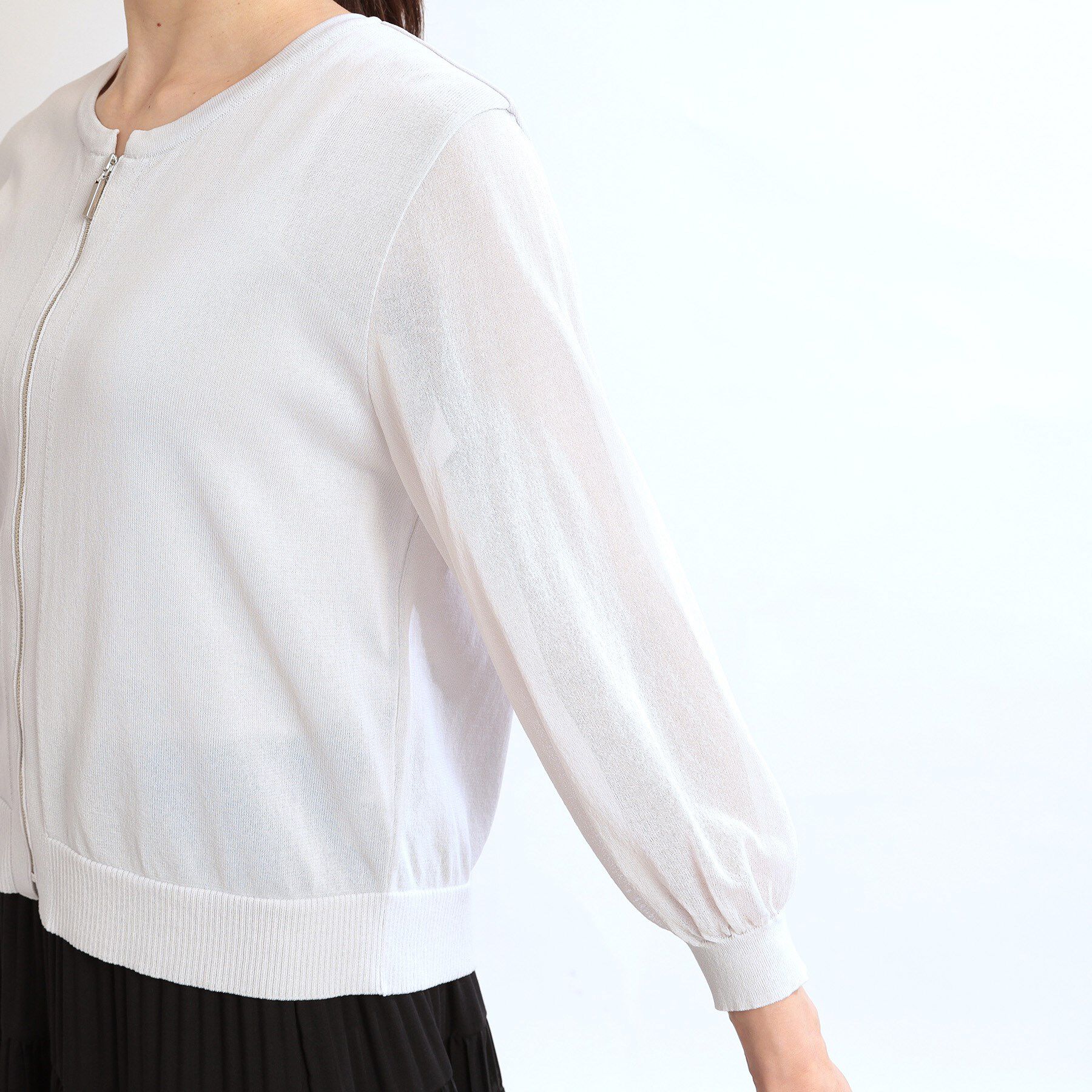 Reflect「【手洗い可】ジップアップニットカーディガン」|カーディガン|