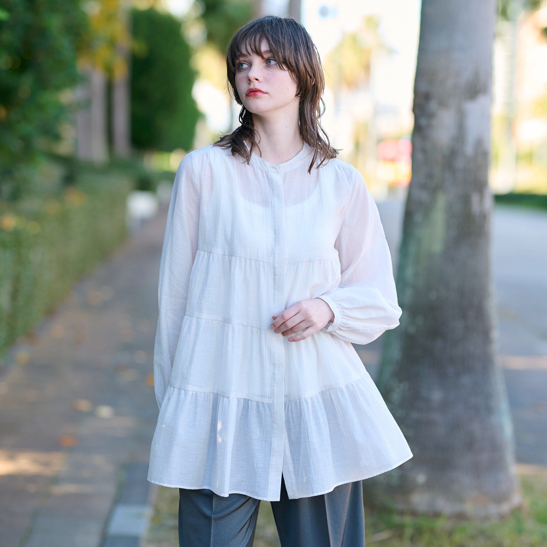 DRESSTERIOR「【洗える】ティアードシアーブラウス」|シャツ・ブラウス|