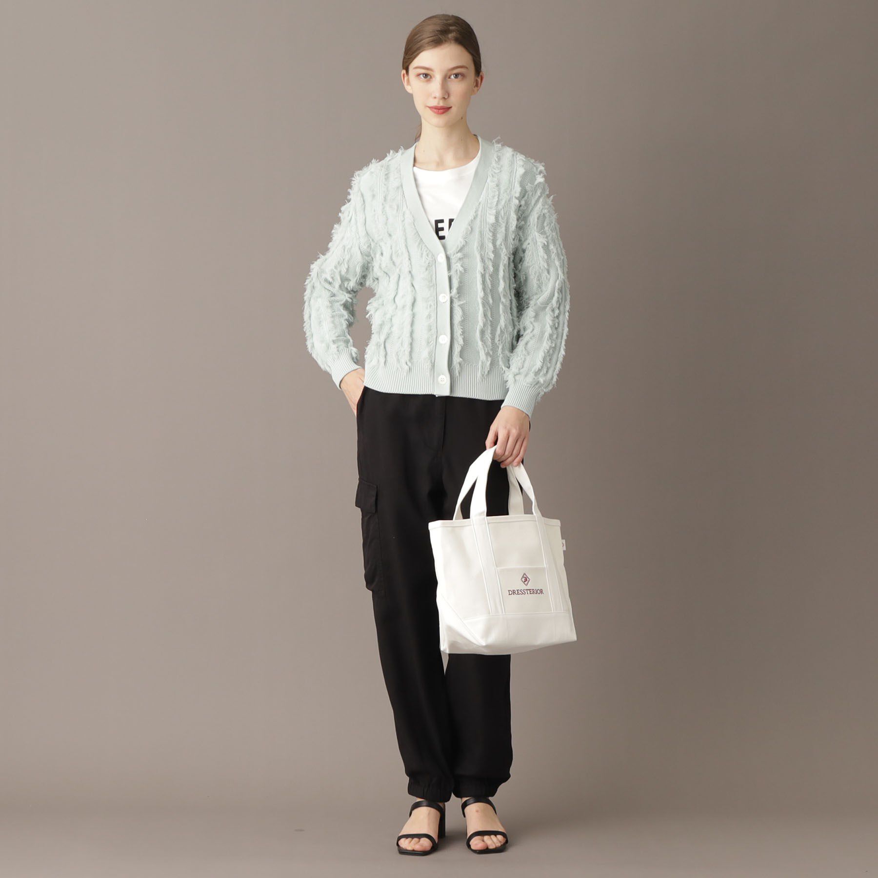 DRESSTERIOR「【Vネック/清涼感】コットンフリンジニットカーデ」|カーディガン|