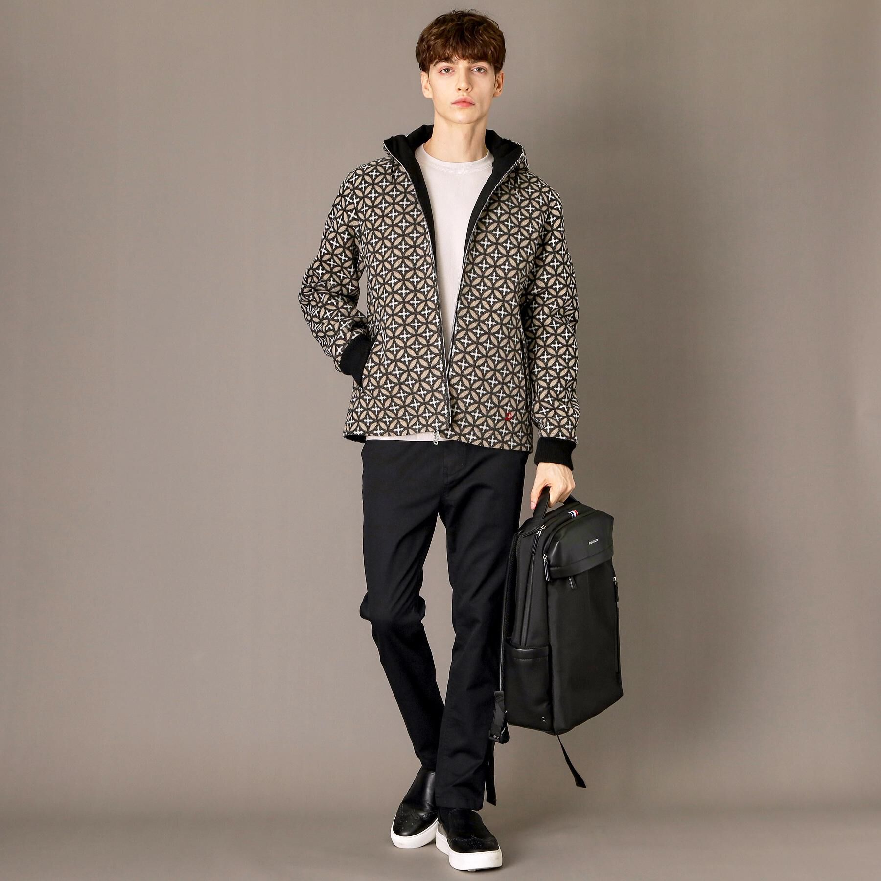 DRESSTERIOR「オーバーラップサークル ウールジャカードパーカー」|ブルゾン・スタジャン|