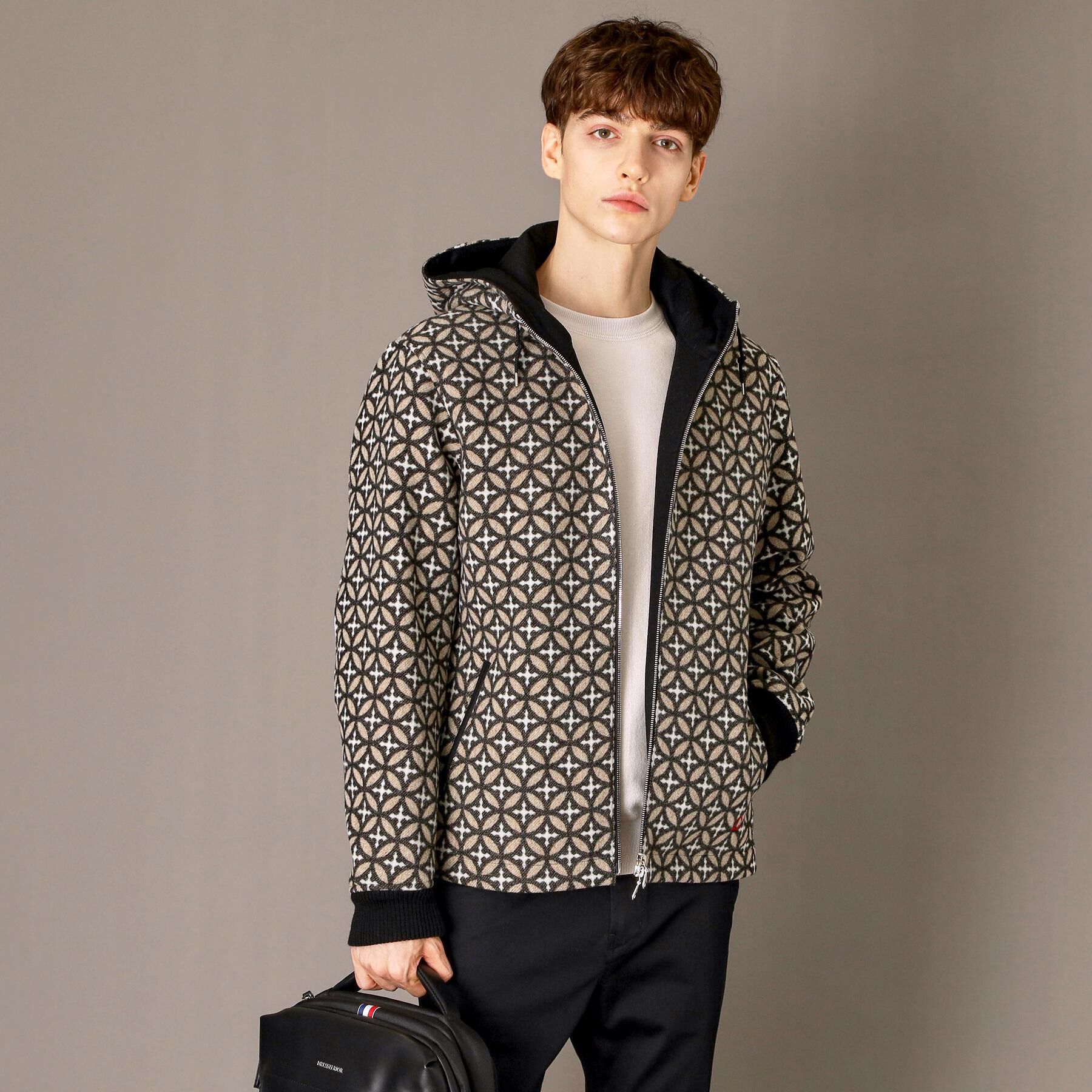 DRESSTERIOR「オーバーラップサークル ウールジャカードパーカー」|ブルゾン・スタジャン|