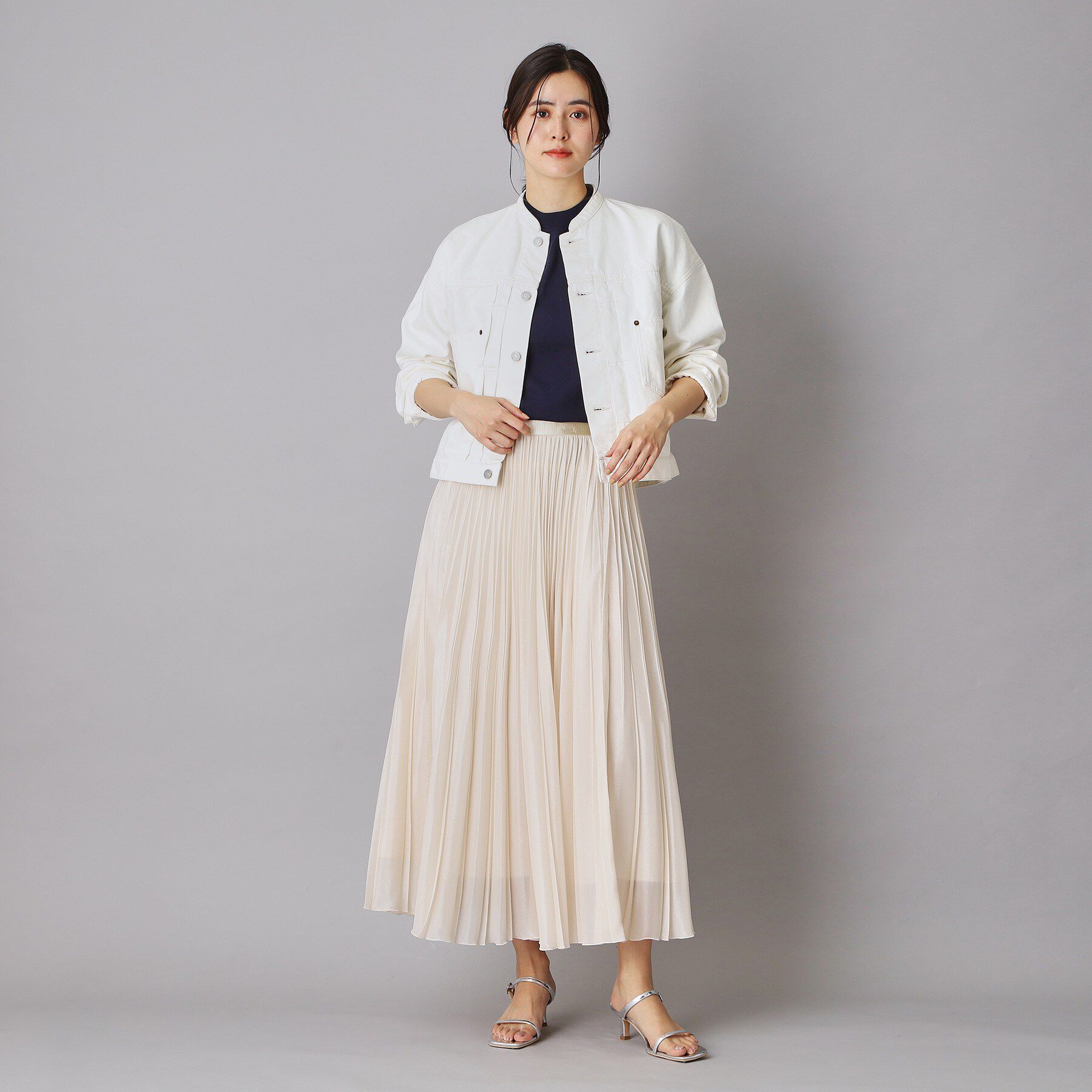 DRESSTERIOR「ヴィンテージバンドカラーGジャンホワイト」|デニムジャケット|