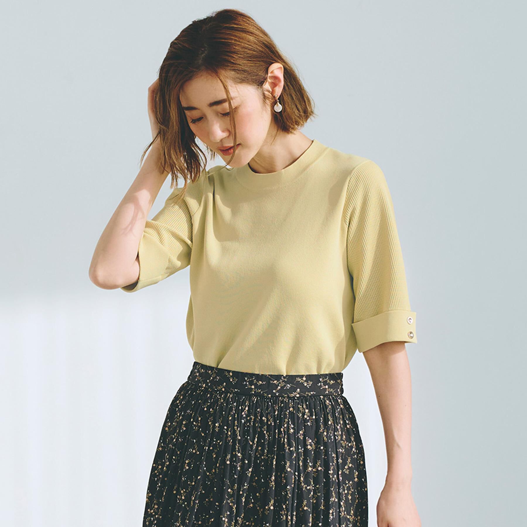 grove「【ひんやり多機能】やわらかドライタッチワイドスリーブプルオーバー」|ニット・セーター|ライトイエロー(03